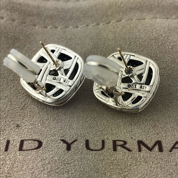 David Yurman 11mm Prasiolite Diamond Clip Earrings - Picture 2 of 3
